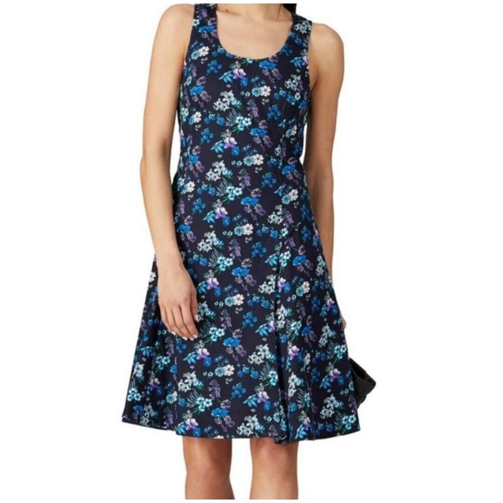 Derek Lam Collective Floral Fit And‎ Flare Dress Blue Floral Size 40 IT US 4
